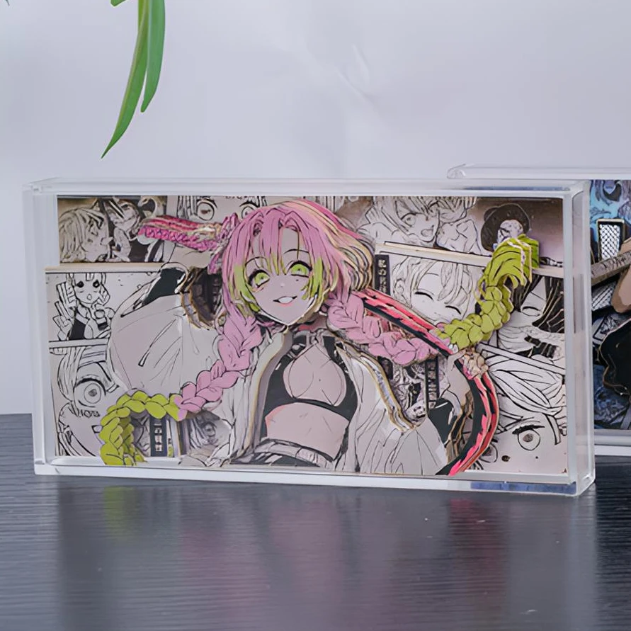 鬼灭之刃周边手办立体水晶创意裸眼3D纸雕网红可爱富冈义勇祢豆子