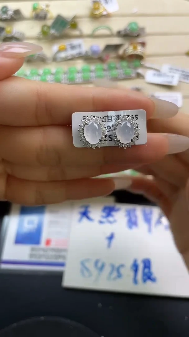 银S925镶嵌戒指翡翠翡翠 蛋面 银S925镶嵌