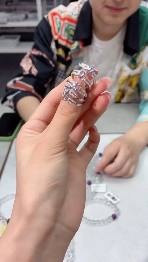 水晶戒指未镶嵌紫水晶戒指+多样性发一