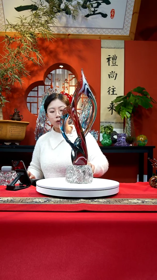 手工艺品琉璃环环相扣+底座