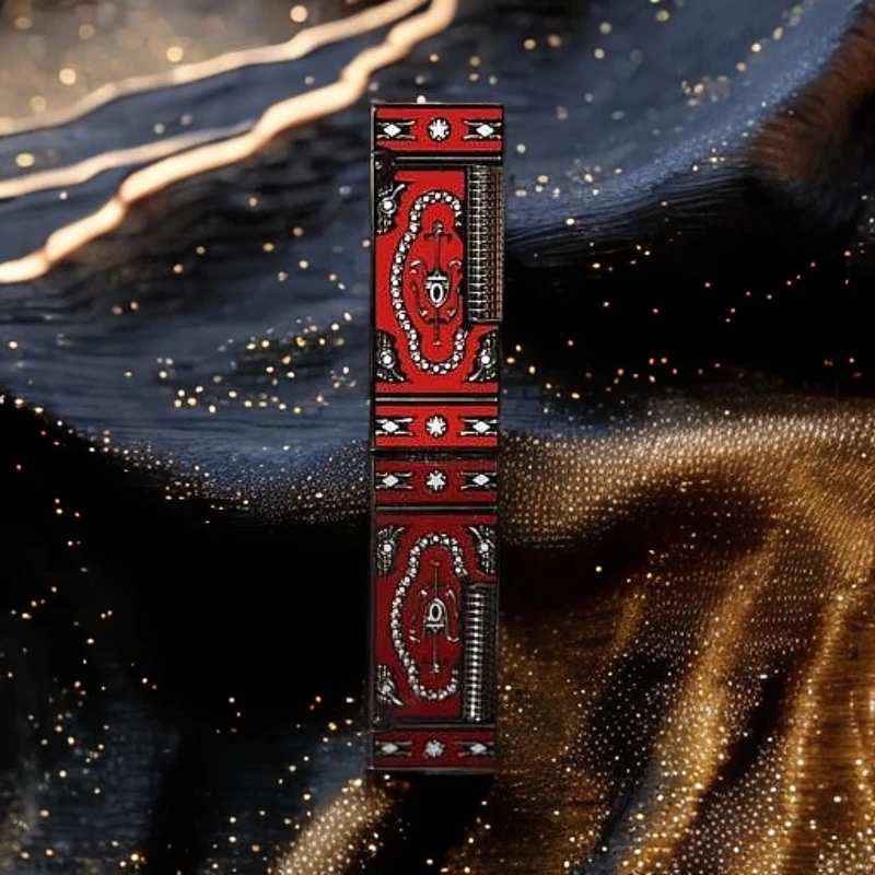 朗声钢音  窄机侧滑皇冠（红银）高端  充气打火机 S