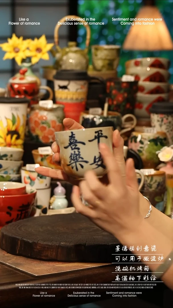 陶瓷景德镇高温釉下彩手工手绘款式@A0814@