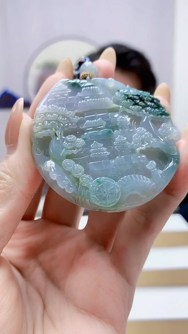 未镶嵌定制翡翠5060MM-毛货挂件128