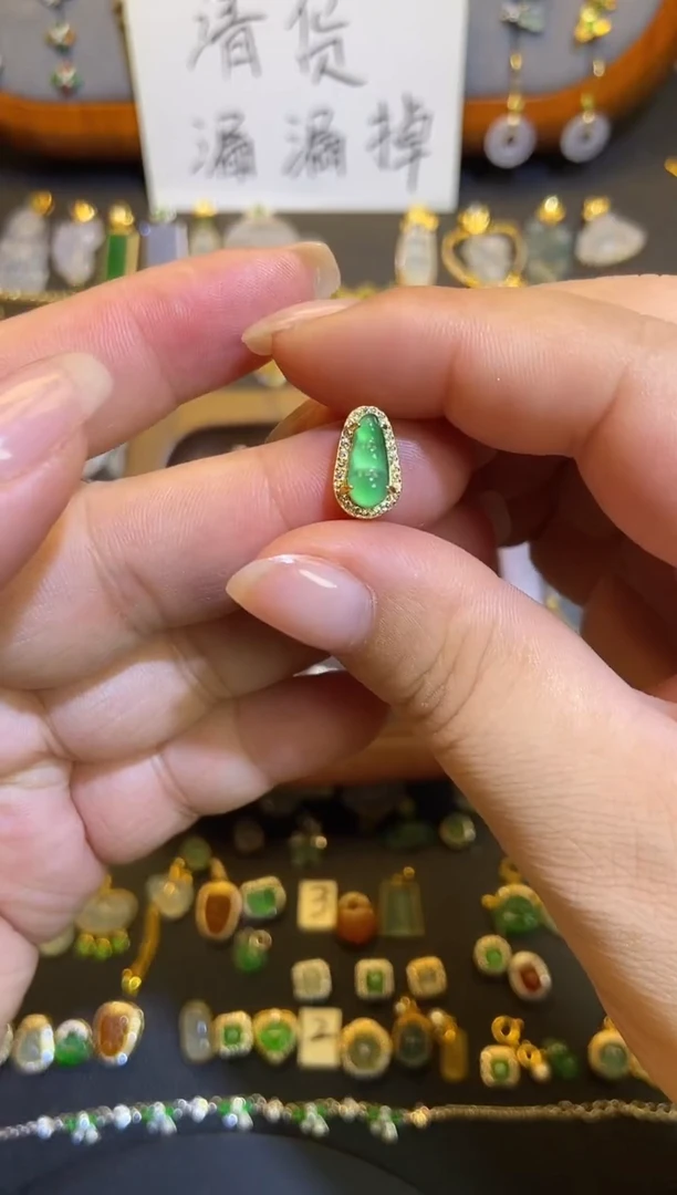 翡翠银S925镶嵌吊坠(不含链)1