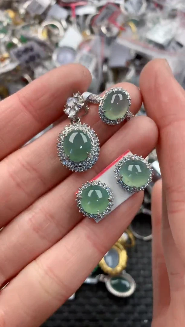 银S925镶嵌戒指翡翠666   7