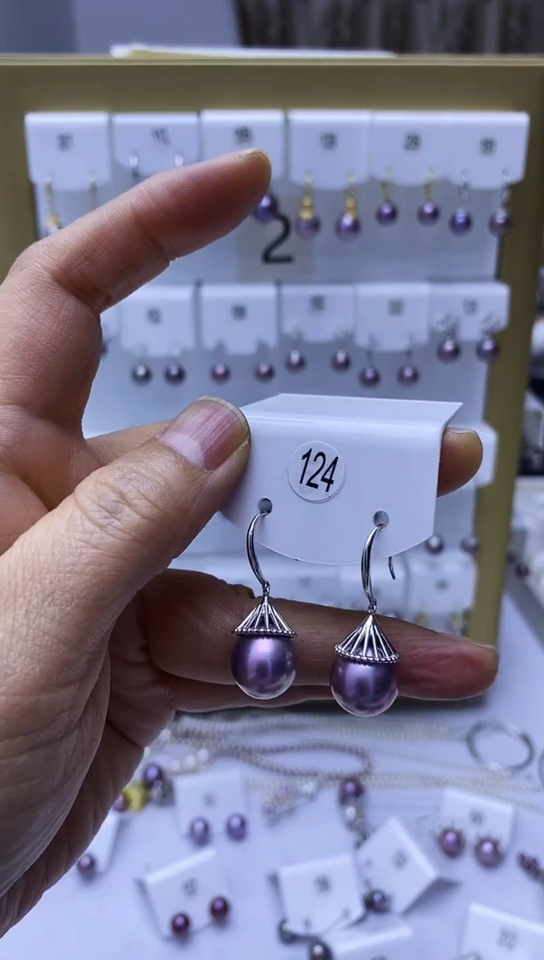 银S925镶嵌耳饰淡水珍珠124