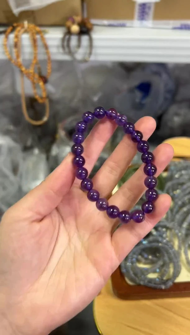 【闪购商品】水晶手链未镶嵌浓郁紫超水晶圆珠手链[3785]