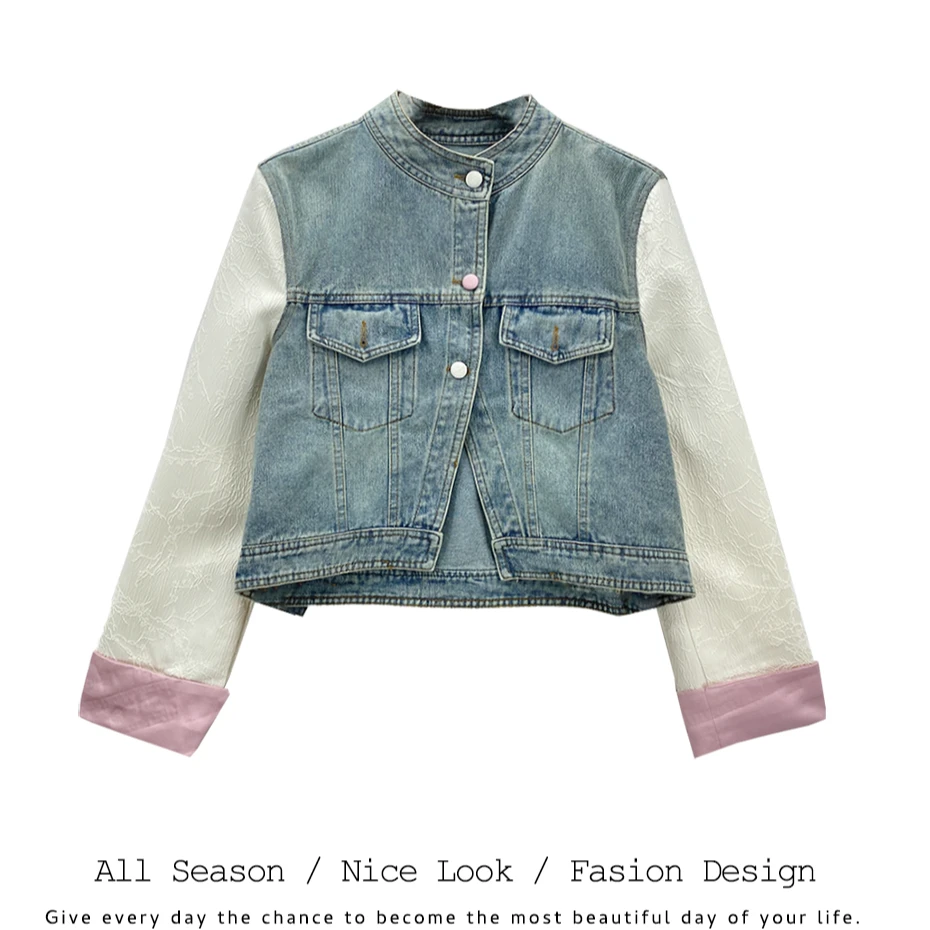 315新中式国风拼接牛仔外套女春季小众宽松复古上衣女款#29111