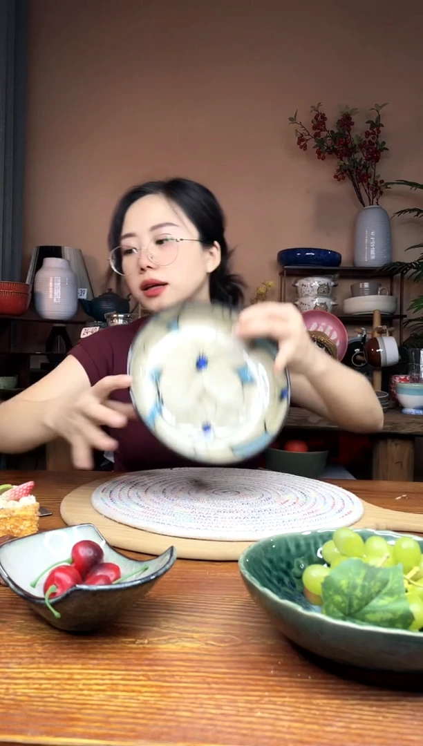 瓷7.5英寸玉泉玉兰花深盘 微瑕