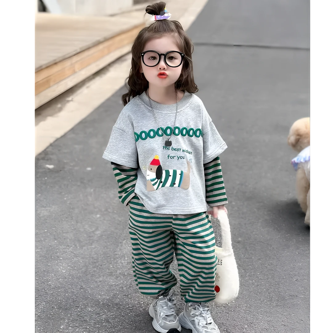 女童套装春秋款2025新款洋气小女孩卫衣韩版秋装女宝宝休闲衣服潮