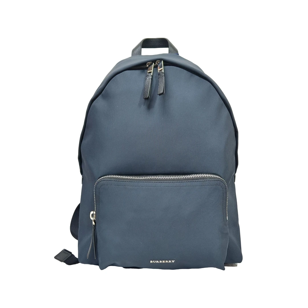 99新 BURBERRY/博柏利 男士 蓝黑色 时尚 休闲 帆布 双肩背 /0775