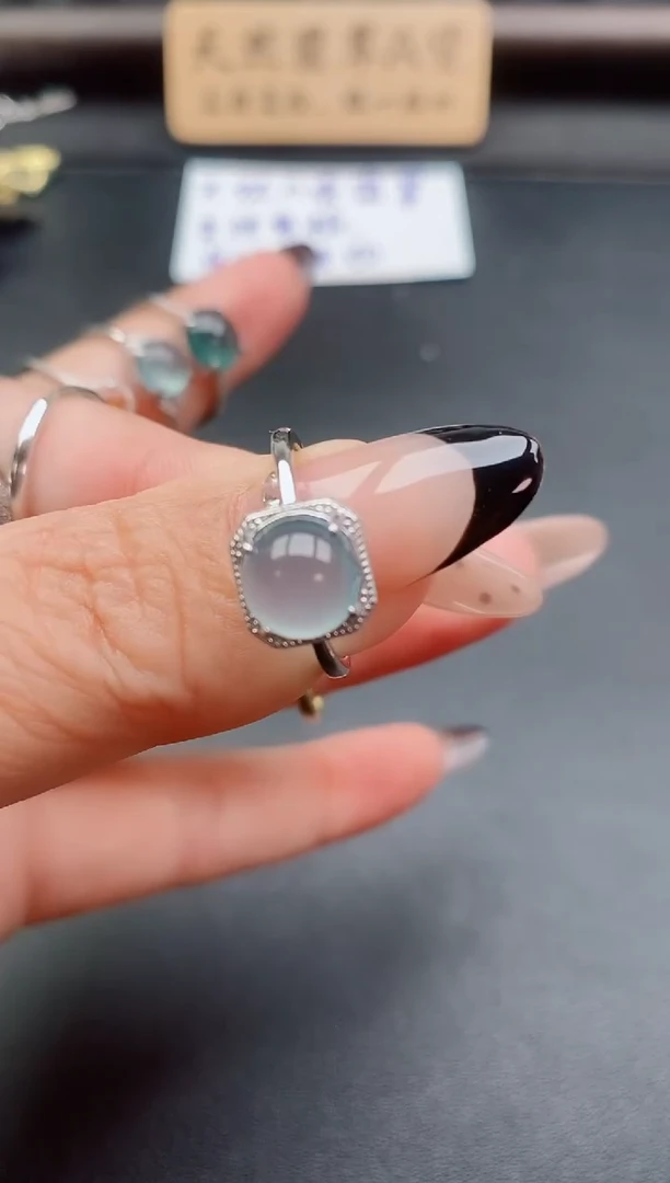 银S925镶嵌戒指翡翠1