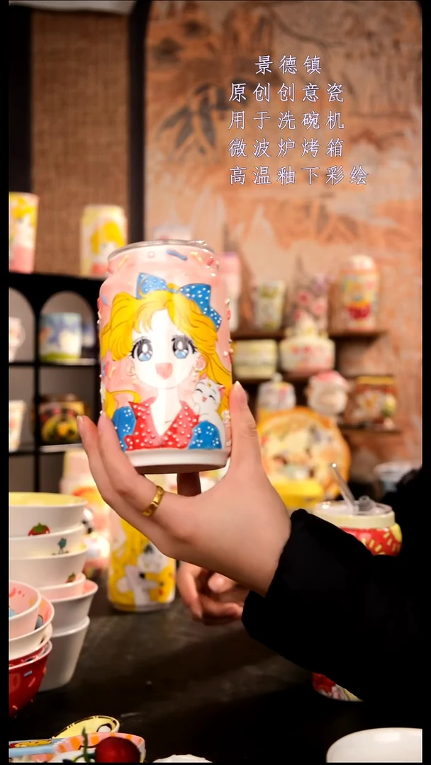 摆件陶咪*儿旺的可以陶瓷手工手绘设计师款