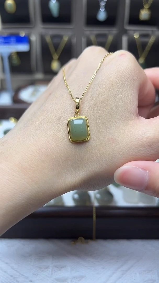 吊坠(不含链)银S925镶嵌和田玉吊坠(不含链) 银S925镶嵌 和田玉