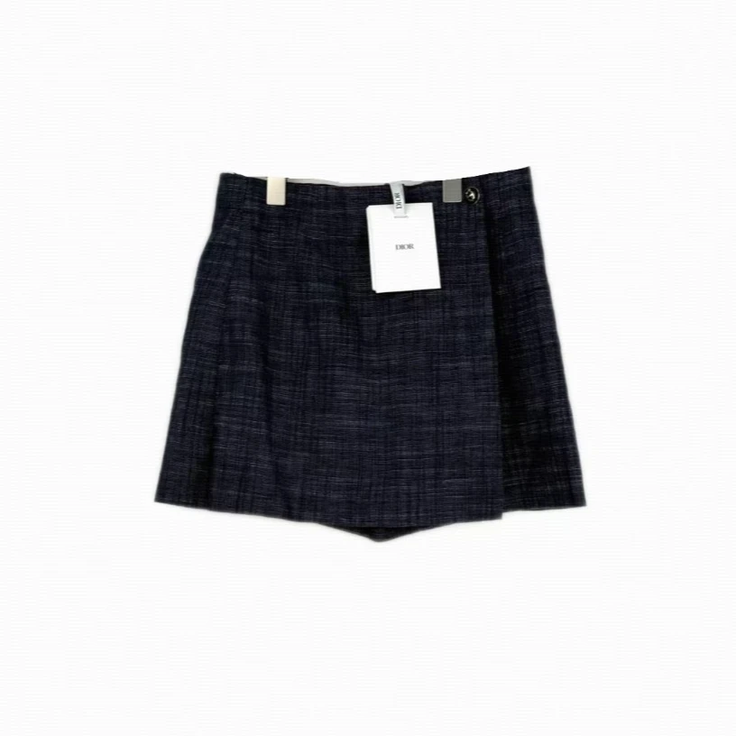 全新未使用 DIOR/迪奥 小格纹短裤 蓝色/36