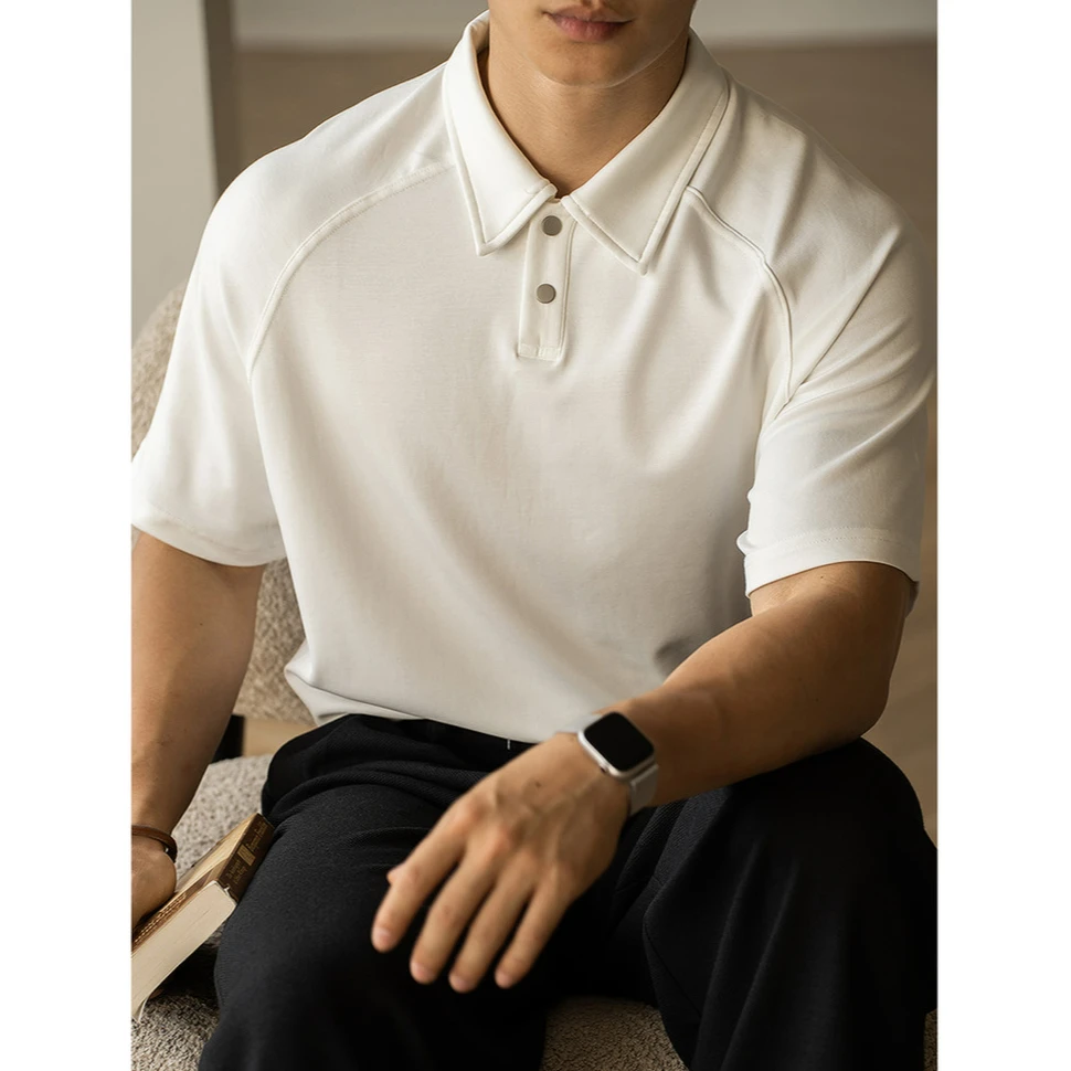 奥兰德保罗透气抗皱云感莫代尔短袖Polo衫男夏季简约纯色休闲T恤