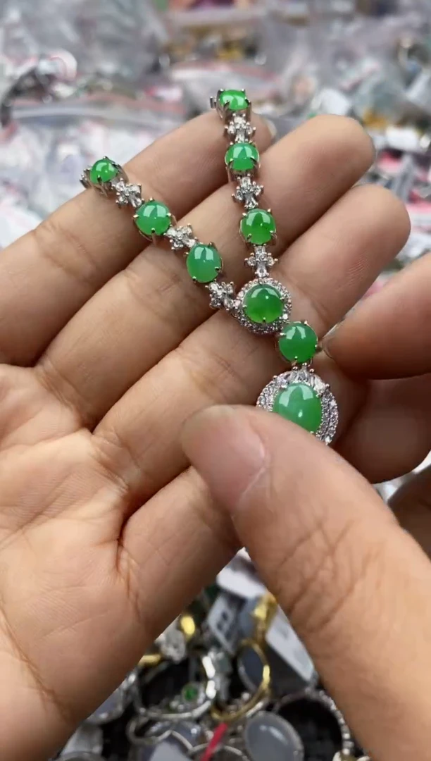 银S925镶嵌戒指翡翠7777----7