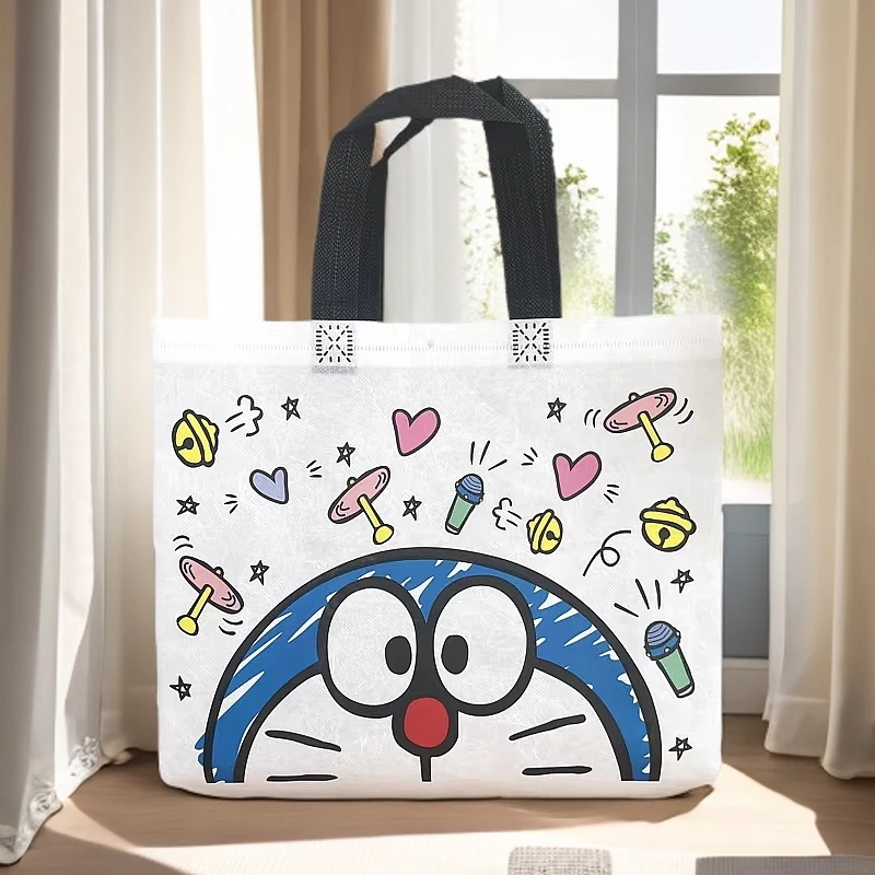 ins可爱叮当猫手提袋卡通无纺布袋大容量礼品袋收纳购物袋环保袋