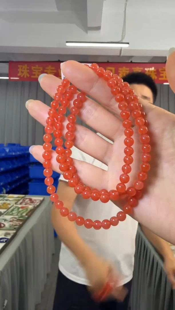 手串未镶嵌南红玛瑙南红玛瑙圆珠多圈手串约6-6.5mm
