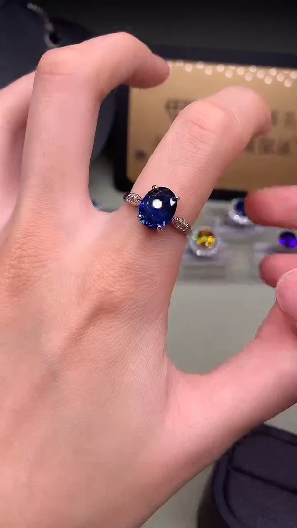 戒指蓝宝石银S925镶嵌.。。。。。。