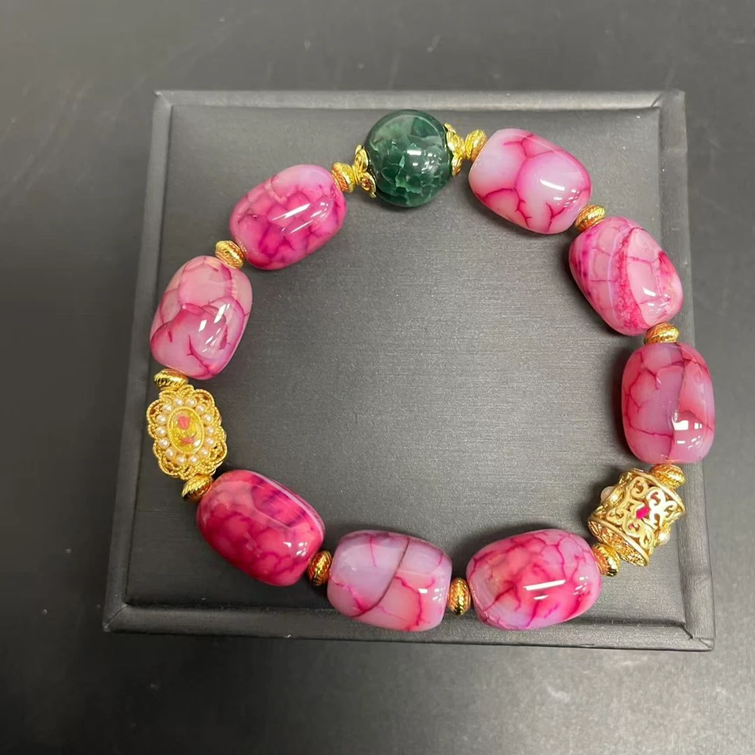 【小杰推荐】樱花粉紫龙鳞桶珠手链（多样性发其一）10491