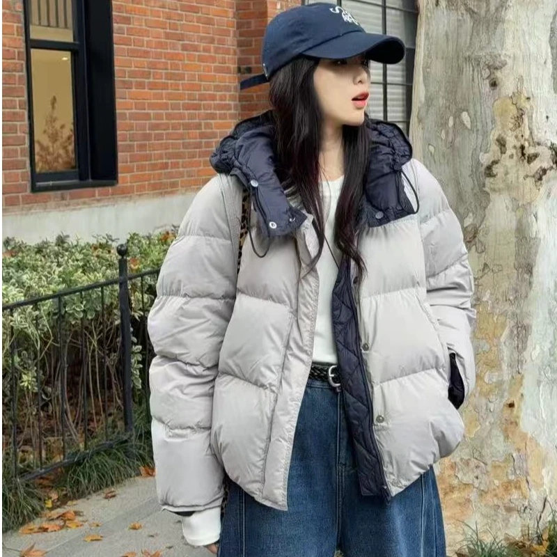 双面短款连帽羽绒服90白鸭绒羽绒服911（衣长55）