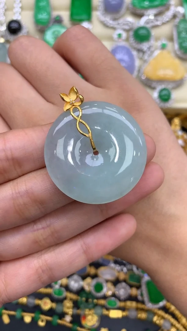 翡翠18K金镶嵌颈饰148-中国好珍宝