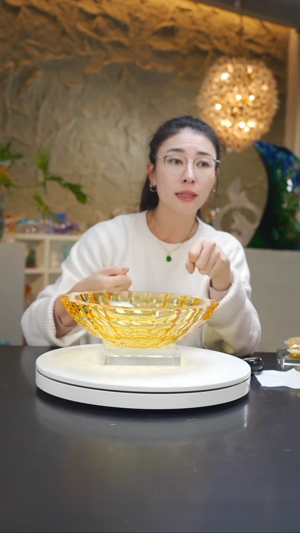 手工艺品琉璃琥珀金凹面果盘