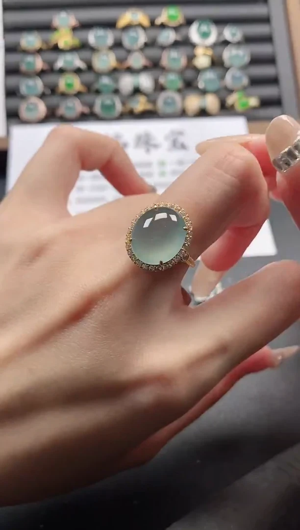 银S925镶嵌戒指翡翠51511