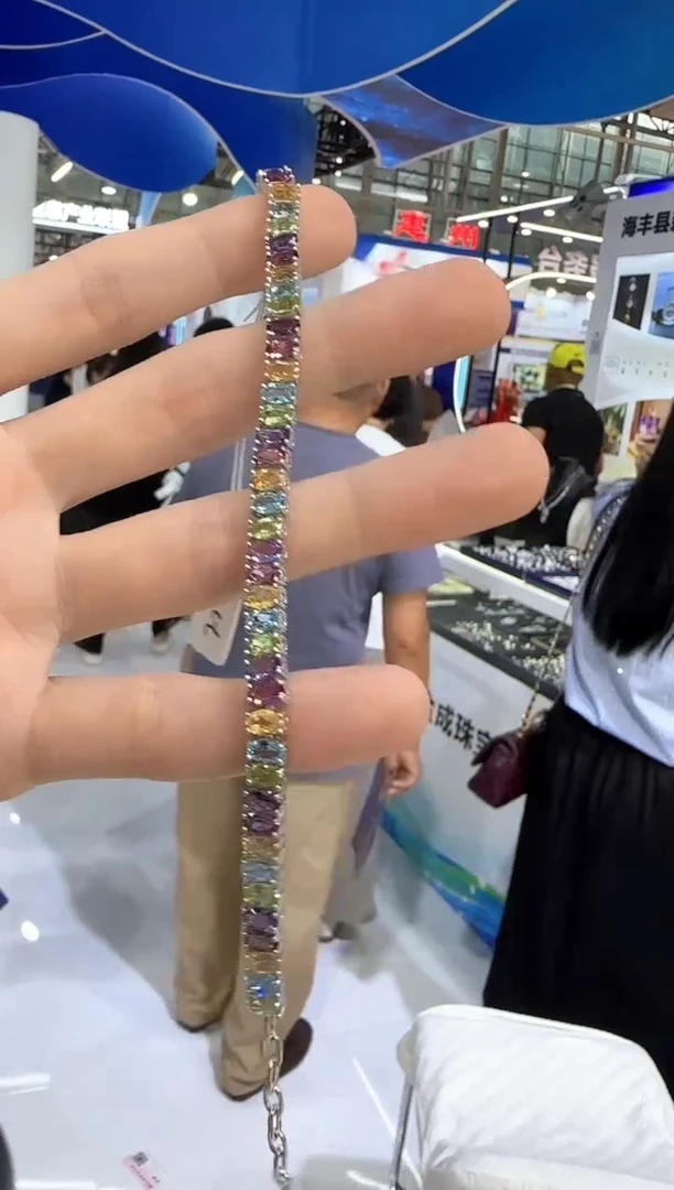 银S925镶嵌手链托帕石多彩宝石