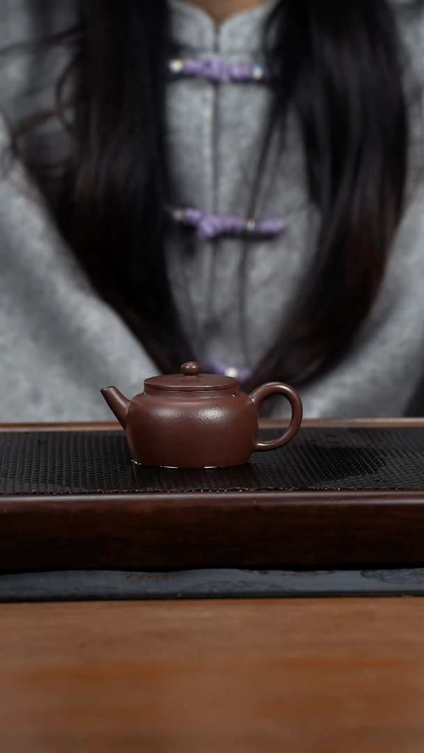 茶壶紫砂120cc黄龙山紫泥原矿平盖莲子2