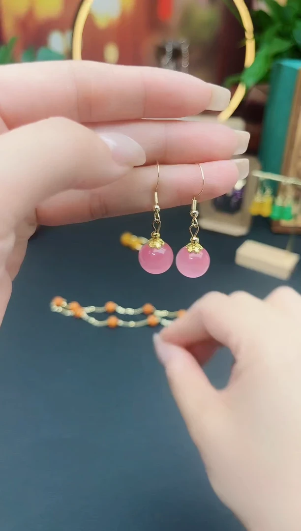 玛瑙/玉髓耳饰银S925镶嵌301