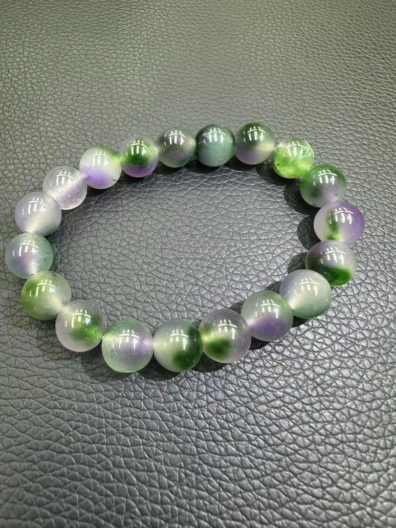翡翠A229 紫绿色手串 男女同款 时尚百搭