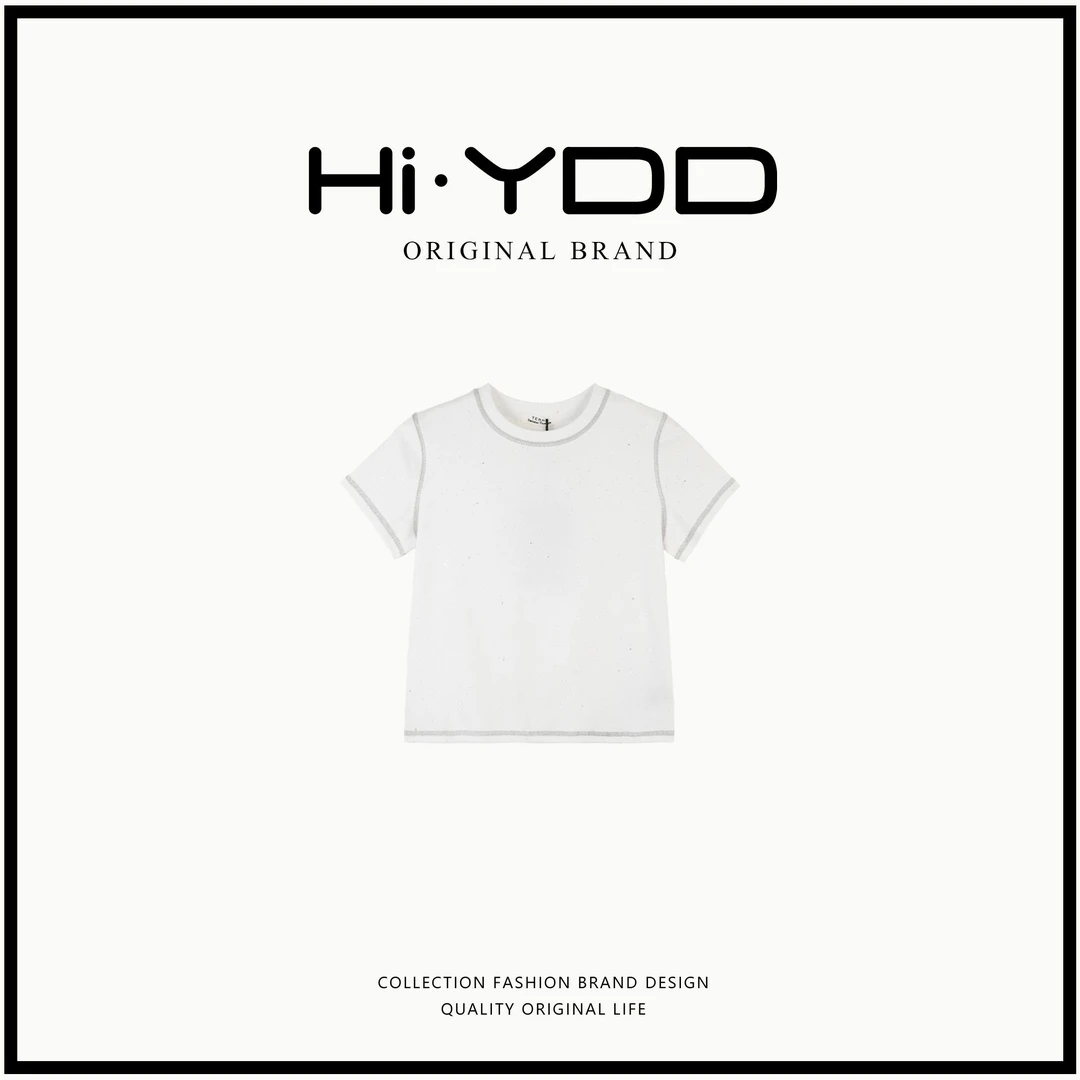 YDD•「D513」简约时尚棉质显瘦百搭弹力圆领T恤上衣TX-24134