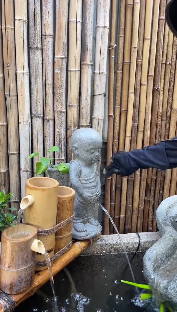 人造石流水摆件童子沙弥