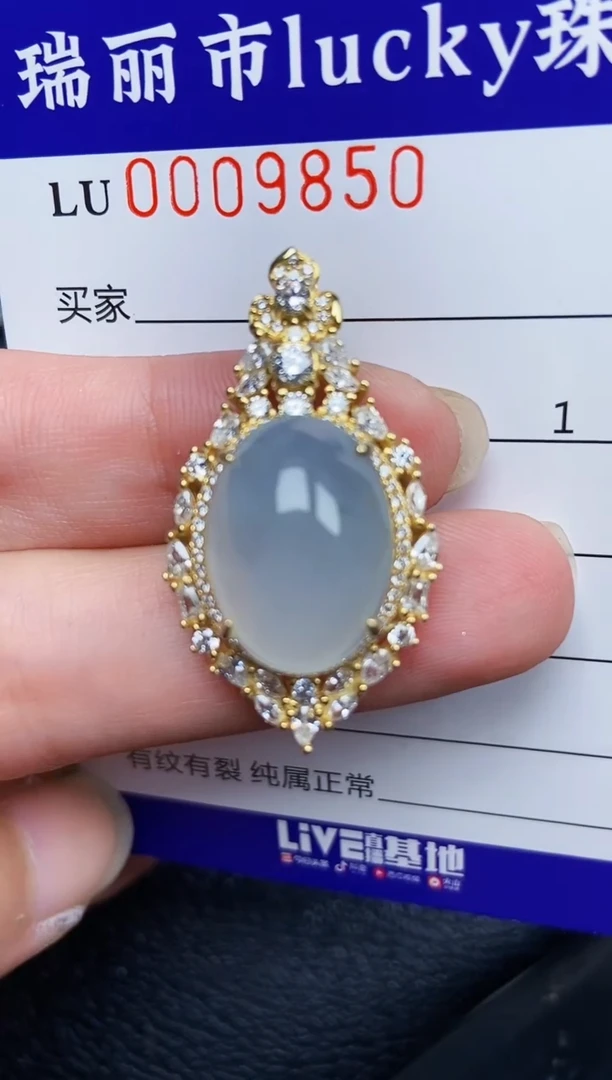 翡翠银S925镶嵌颈饰9850