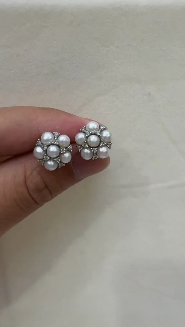 银S925镶嵌淡水珍珠耳饰非基地发不带证书