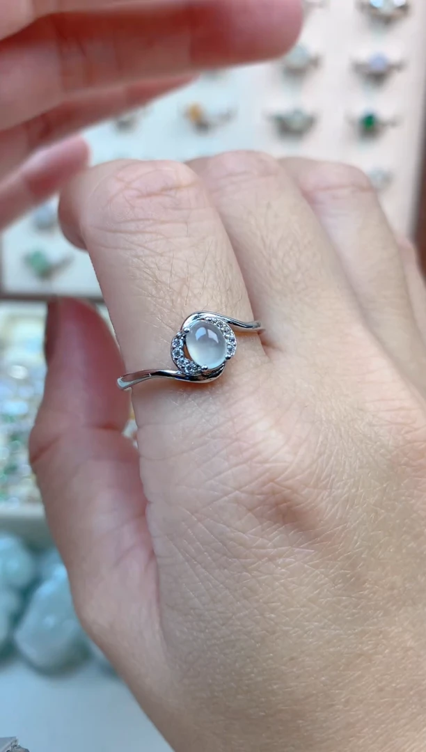 翡翠戒指银S925镶嵌A货06