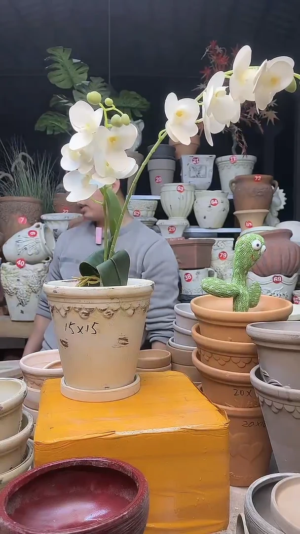【闪购商品】缸1套15*15作旧陶巴洛克陶土托