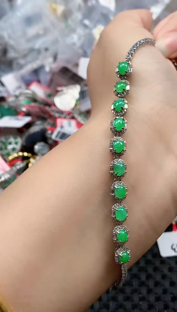 银S925镶嵌戒指翡翠天然A货缅甸翡翠