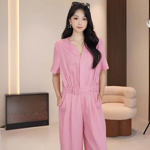 Basic House/百家好2025春夏新款气质显瘦时尚百搭连体服女DX743