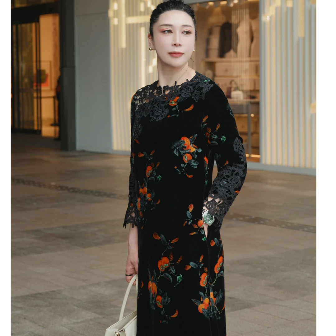 [景佳人]2025秋冬轻奢气质优雅知性女装连衣裙SL25282