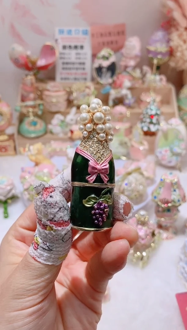 合金中古珐琅彩首饰盒摆件