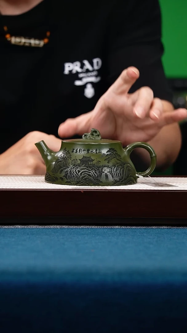 茶壶紫砂绿泥竹石石瓢