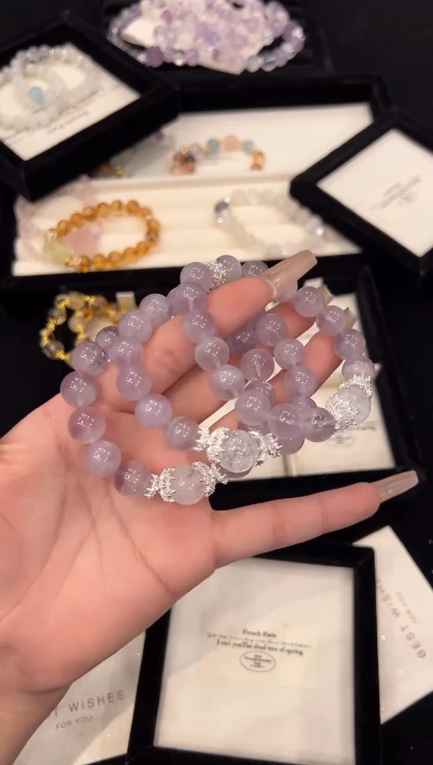 【闪购商品】水晶手链合金紫兔毛手链x1371