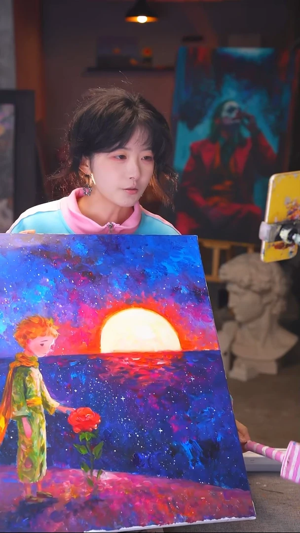 油画去****。小王子丙烯画纯手绘