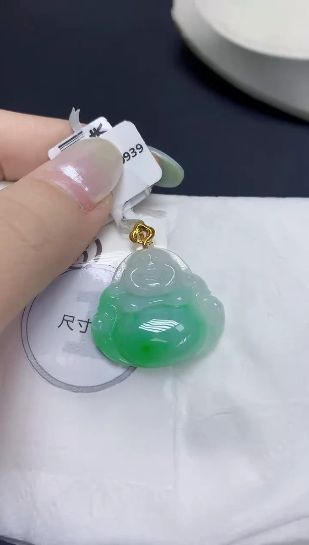 翡翠18K金镶嵌颈饰天然缅甸翡翠A货百元以上9元证书费自理