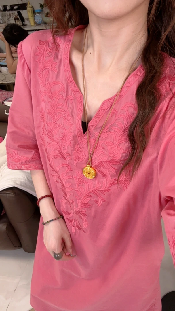 月月自制 桃花裙气质藏肉显白清凉宽松连衣裙女2025夏季新款