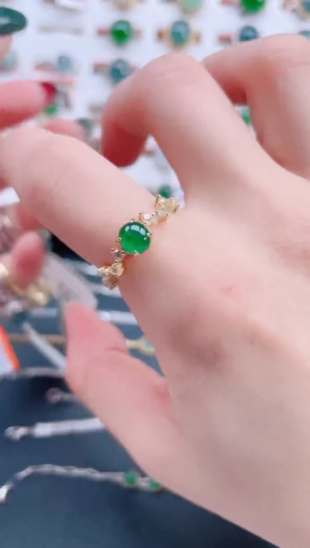 银S925镶嵌戒指翡翠天然翡翠