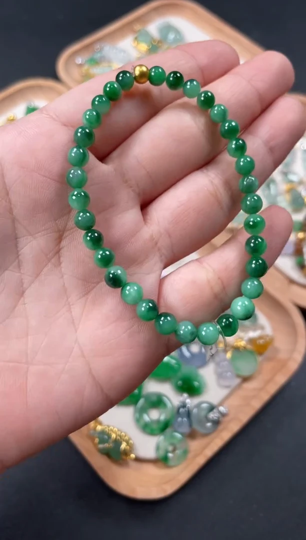 翡翠足金镶嵌套链多样性   发货一条    P266